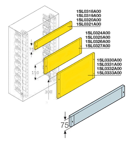 1SL0318A00 Панель глухая H=75мм для шкафа GEMINI (Размер1)